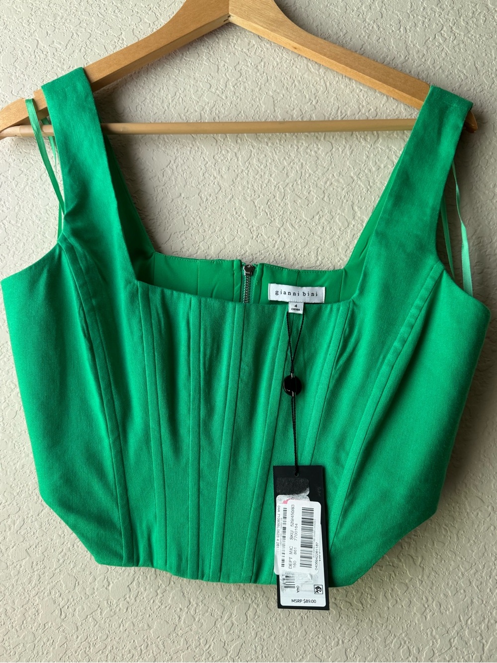 Gianni Bini Emerald Green Structured Corset Crop Top